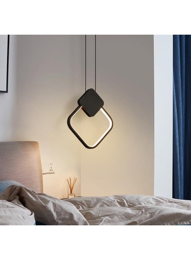 Bukela Black Chandelier Square Farmhouse Chandelier 12W Modern Dimmable LED Pendant Light for Dining Room Lighting Fixtures Hanging Dining Light Fixtures Industrial Modern Chandelier for Bedroom Foyer Hall Kitchen Living Room and Entryway - Image 5